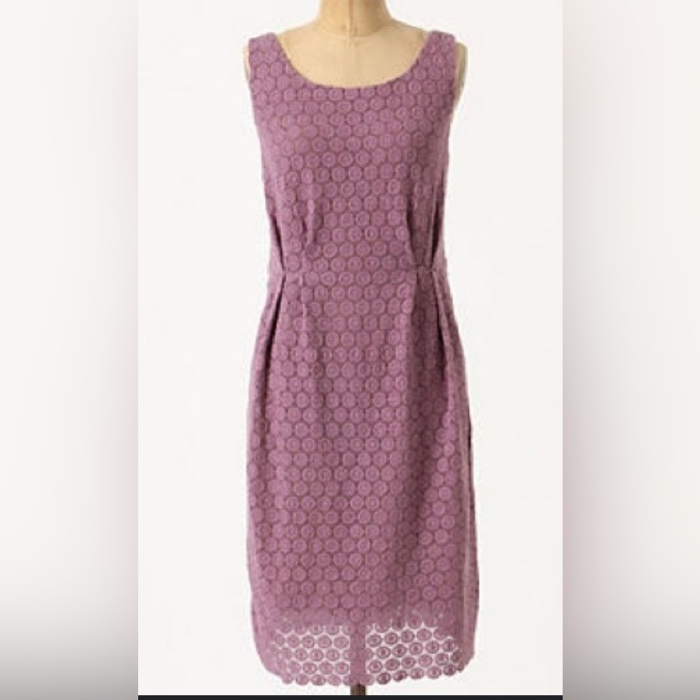 Maeve Lilac Purple Gathered Lace Women's Sheath Dress